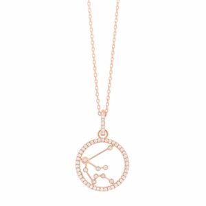 Gargantilla de oro rosa con dije signo Acuario (círculo), 58 diamantes (0,20 ct)