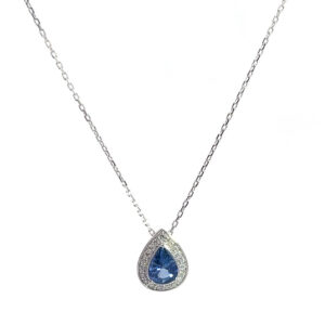 Gargantilla de oro blanco con 1 zafiro (2,12 ct) y 19 diamantes (0,14 ct)